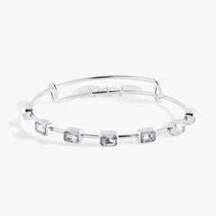 April Birthstone Emerald Cut Bangle Silver | Alex and Ani