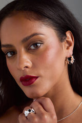 Crystal Bat Hoop Earrings Silver | Alex and Ani