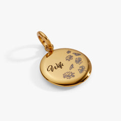 Wife Flower Disc Charm Stainless Steel Gold | Alex and Ani