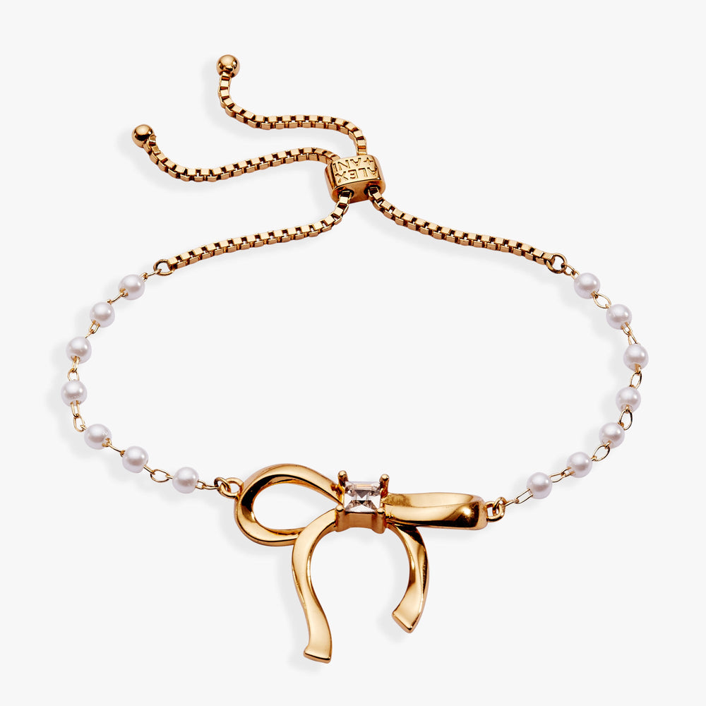 Pearl Coquette Beaded Bolo Bracelet Gold | Alex and Ani