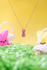 PEEPS® Pink Crystal Bunny Pendant Necklace Gold | Alex and Ani