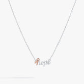 Hope Breast Cancer Awareness Pink Ribbon Hope Necklace Two Tone | Alex and Ani