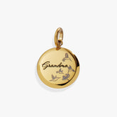 Grandma Hummingbird Disc Charm Stainless Steel Gold | Alex and Ani
