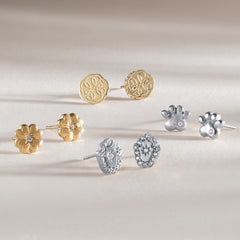 Hamsa Mini Stud Earrings Stainless Steel Silver | Alex and Ani