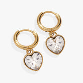 Crystal Heart Huggie Hoop Earrings – Sparkling Occasion Earrings Stainless Steel Silver | Alex and Ani