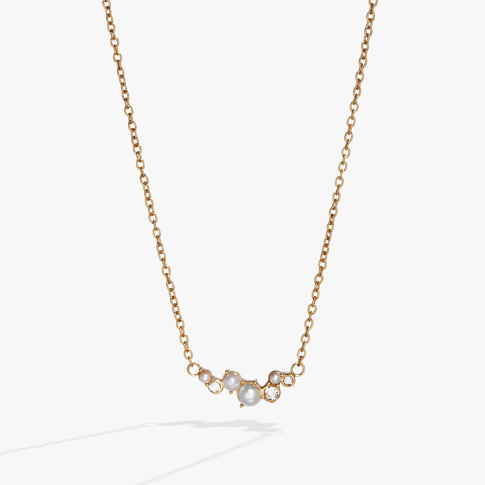 Pearl & Crystal Pendant Necklace Stainless Steel Gold | Alex and Ani
