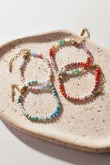 Rainbow Ombre Semi-Precious Beaded Bracelet Stainless Steel Gold | Alex and Ani