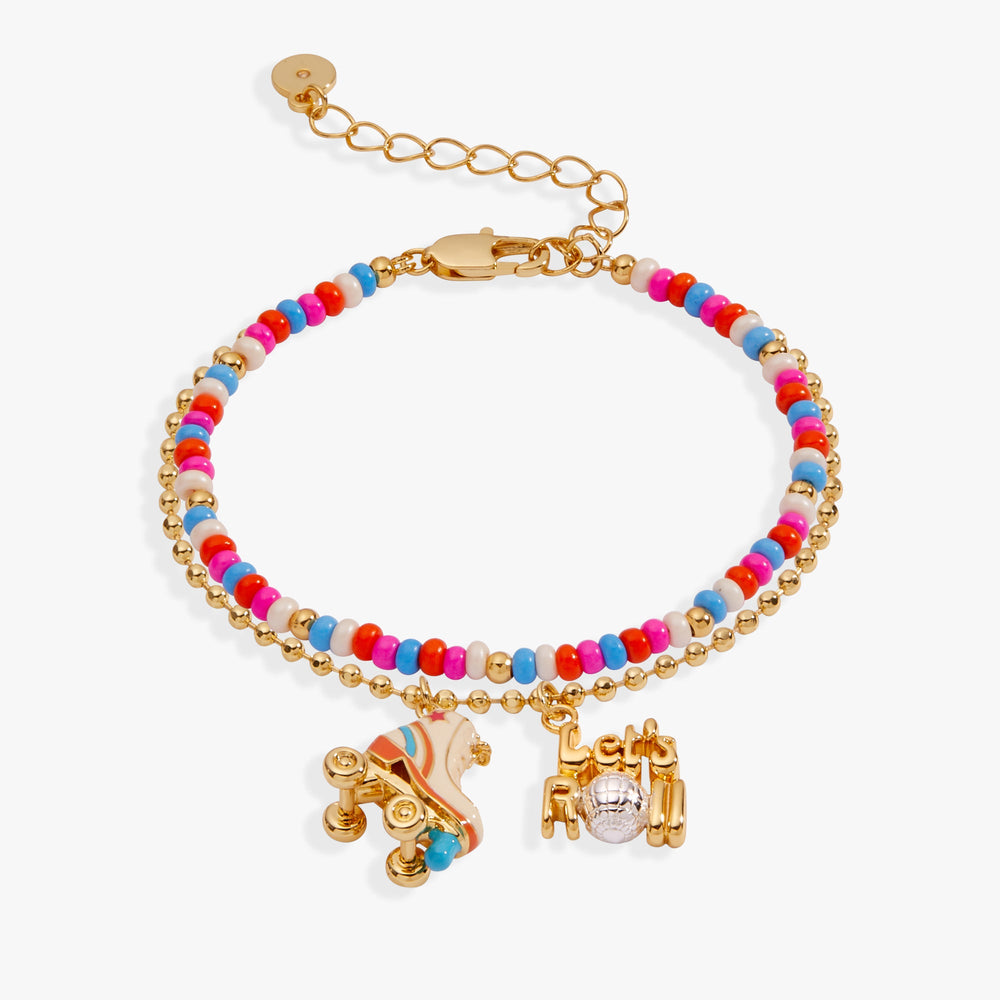 70s Roller Skate Double Strand Bracelet Gold | Alex and Ani