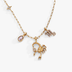 Scorpio Charm Cluster Necklace Stainless Steel Gold | Alex and Ani