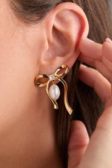 Pearl Coquette Statement Drop Earring Gold | Alex and Ani