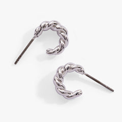 Puffy Rope Texture Huggie Hoop Earring Silver | Alex and Ani