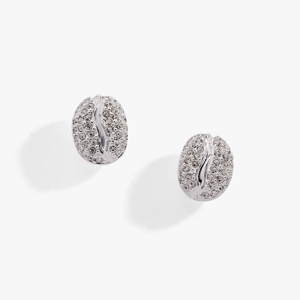Coffee Bean Pave Stud Earring Silver | Alex and Ani