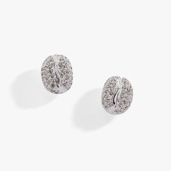 Coffee Bean Pave Stud Earring Silver | Alex and Ani