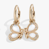 Mother of Pearl Huggie Hoop Earrings Gold | Alex and Ani