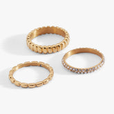 3 ring set-ribbed texture Stainless Steel Silver | Alex and Ani
