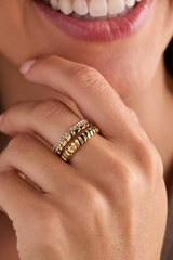 3 ring set-ribbed texture Stainless Steel Silver | Alex and Ani