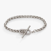 Wheat Chain Pavé Crystal Toggle Bracelet Stainless Steel Silver | Alex and Ani