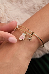 Winter Wonderland Mitten Duo Charm Bangle Gold | Alex and Ani