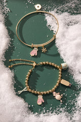 Winter Wonderland Mitten Duo Charm Bangle Gold | Alex and Ani