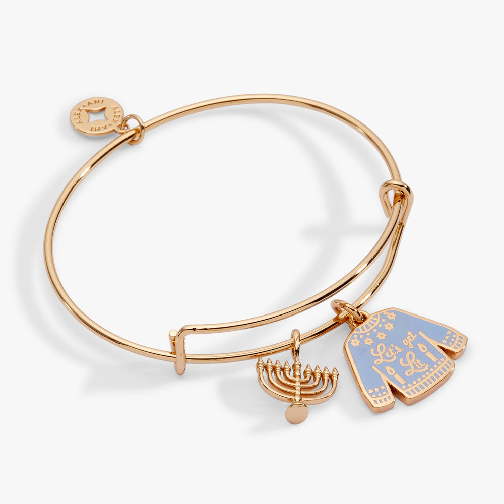 Hanukkah 'Let's get Lit" Ugly Sweater Bangle Gold | Alex and Ani