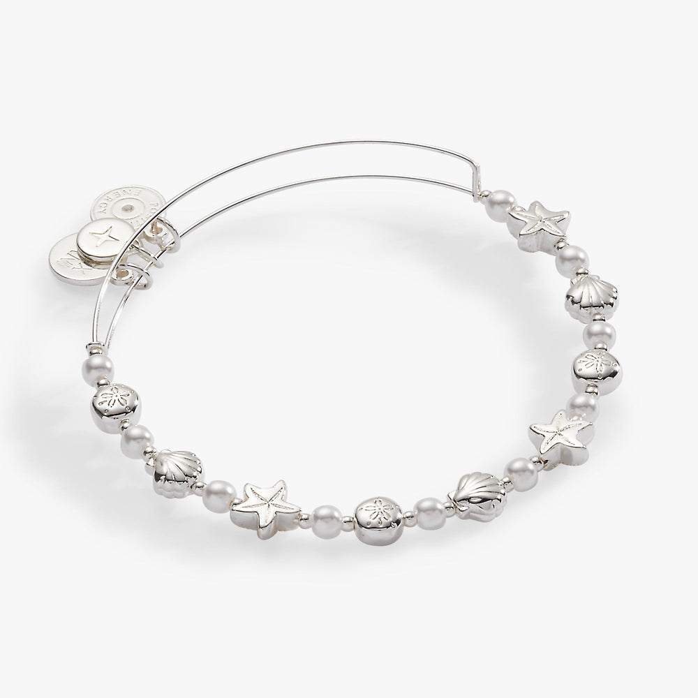 Seaside Pearl Beaded Bangle Silver | Alex and Ani