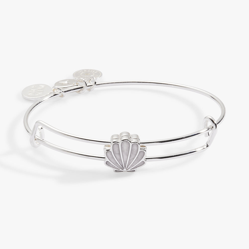 Mother of Pearl Scallop Shell Slider Bangle Silver | Alex and Ani