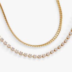 Double Strand Crystal Tennis Chain Bracelet Stainless Steel Gold | Alex and Ani