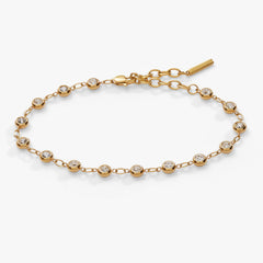 Crystal Pebble Chain Bracelet Stainless Steel Gold | Alex and Ani