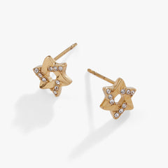 Star of David Mini Stud Earrings Stainless Steel Gold | Alex and Ani