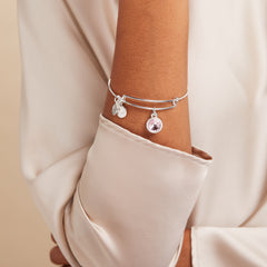 Rose October Birthstone Charm Bangle Silver | Alex and Ani