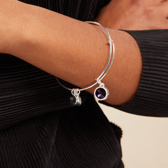 Amethyst February Birthstone Charm Bangle Gold | Alex and Ani