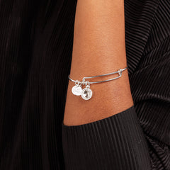 Clear Crystal April Birthstone Charm Bangle Gold | Alex and Ani