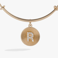 Pave Starburst Texture Initial Bangle R Gold | Alex and Ani