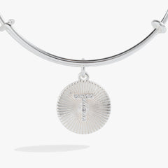 Pave Starburst Texture Initial Bangle T Gold | Alex and Ani