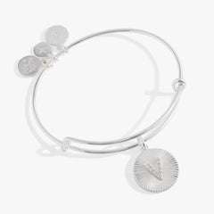Pave Starburst Texture Initial Bangle V Gold | Alex and Ani