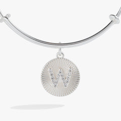 Pave Starburst Texture Initial Bangle W Gold | Alex and Ani