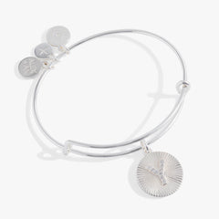 Pave Starburst Texture Initial Bangle Y Gold | Alex and Ani
