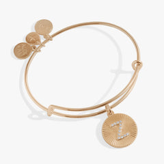 Pave Starburst Texture Initial Bangle Z Gold | Alex and Ani
