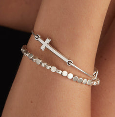 Spiritual Armor Cross Inline Charm Bangle Rafaelian Silver | Alex and Ani