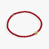 Coral Hamsa Mini Stretch Bracelet Stainless Steel Gold | Alex and Ani
