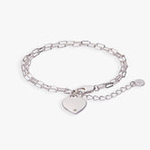 Heart Charm Double Paperclip Chain Bracelet Silver | Alex and Ani