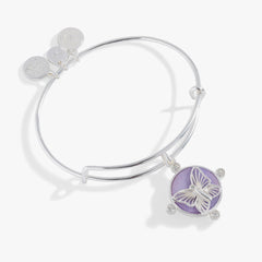 Lavender Butterfly Charm Bangle Silver | Alex and Ani