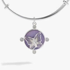 Lavender Butterfly Charm Bangle Silver | Alex and Ani