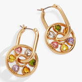 Heart Crystal Wheel Hoop Earrings Gold | Alex and Ani