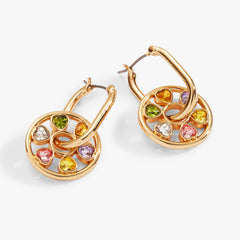Heart Crystal Wheel Hoop Earrings Gold | Alex and Ani