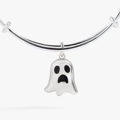 Ghost 'Only Here for the Boos' Textured Bangle Silver | Alex and Ani