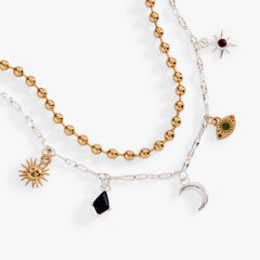 Moon Magic 2 Row Charm Bracelet Two Tone | Alex and Ani