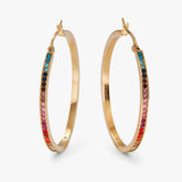 Rainbow Ombre Pave Hoop Stainless Steel Gold | Alex and Ani