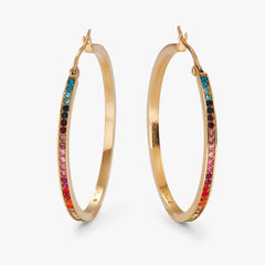 Rainbow Ombre Pave Hoop Stainless Steel Gold | Alex and Ani