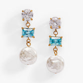 Coin Pearl Triple Drop Earring Stainless Steel Gold | Alex and Ani